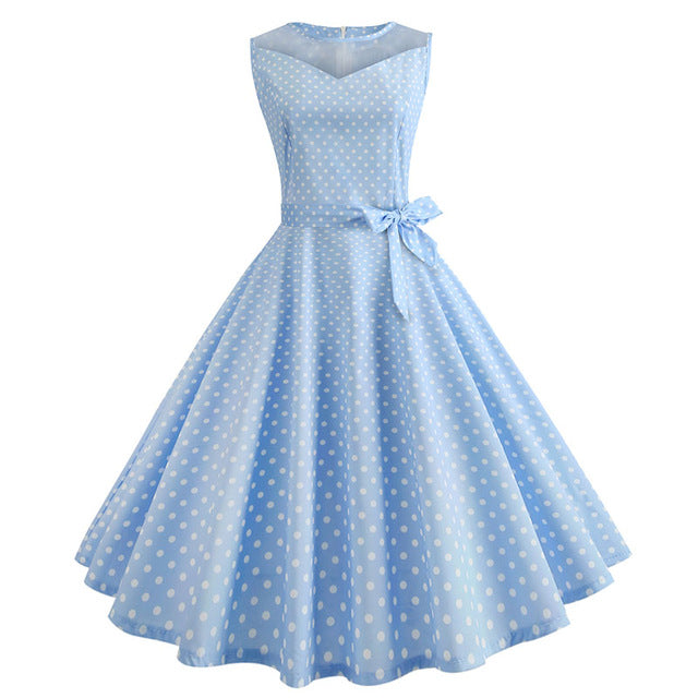 Light Blue 50s Dress With White Dot ...